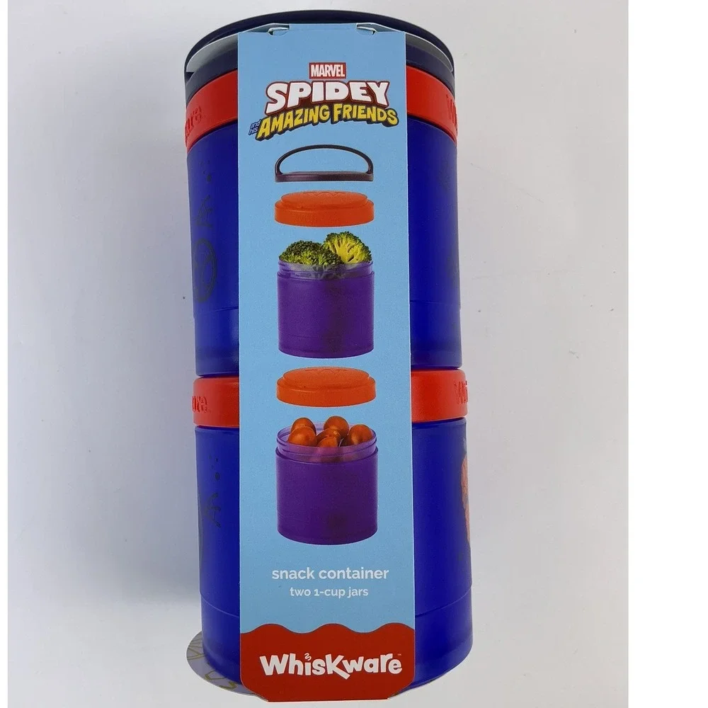 Marvel Spidey Amazing Friends Stackable Snack Container Two 1 Cup Jars Whiskware